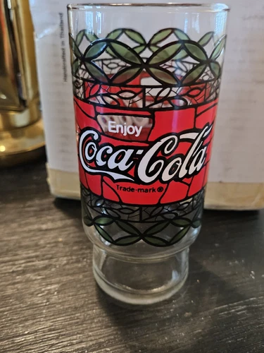 Vintage 1970's Pizza Hut Coca-Cola  Coke Tiffany Style  Drinking Glass