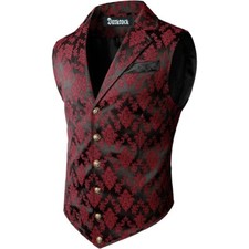 Men's Formal Suit Black  Red Vest Fit for Business or Casual Dress Vest
