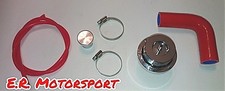 Valvola Pop Off Cromata ,Tubi siliconici Rossi + Curva 90 gradi diam 25 mm