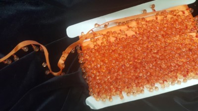 wholesale roll 22 yard orange satin ribbon beaded fringe trim 7/8'' W fancy
