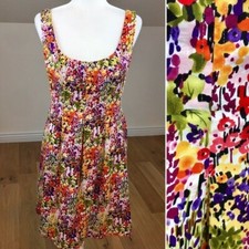 Nine West Floral Mini Dress Multicolor Scoop Neck Sleeveless Size 6 Pockets
