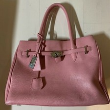 Vintage Jasper Conran Bag 25 Yrs Designer Pink Leather Croc W/ Padlock Pre-loved