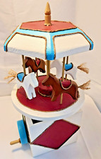 Vintage Small Wooden 4 horse Carousel Handmade and painted Wooden Carousel