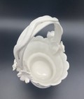 Italian Porcelain White Basket Delicate Flowers Blue Trim Bassano Flower Girl — photo 5