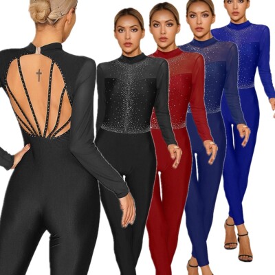 Women Catsuit Dancewear Full Bodysuit Stage Performance