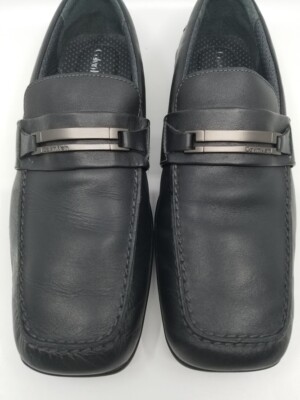 CALVIN KLEIN Mens Shoes - Benson Bit Leather Black Slip-on 