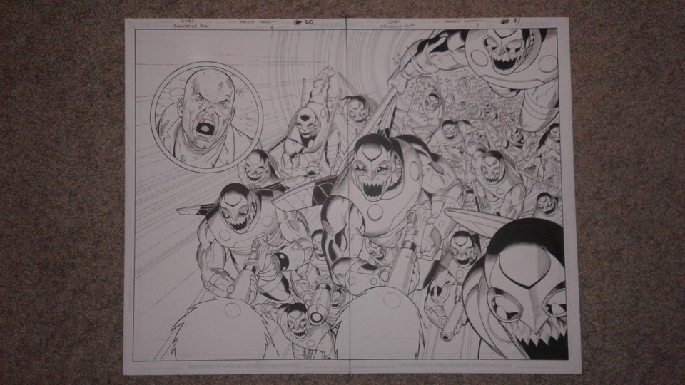 Chen SALVATION RUN 6 pages 20 & 21 APOKOLIPS NOW as the PARADEMONS ATTACK Comic Art