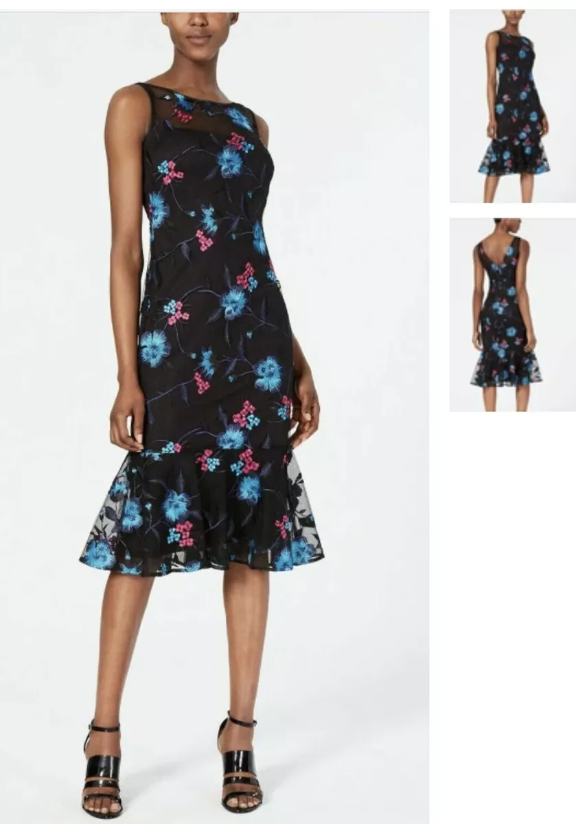 calvin klein Embroidered Mash Floral Dress Size 4 NWT eBay