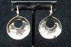 Vintage Mexico Silver Plated Costume Earrings Pair with Green Laquer - B2337 ES — photo 2
