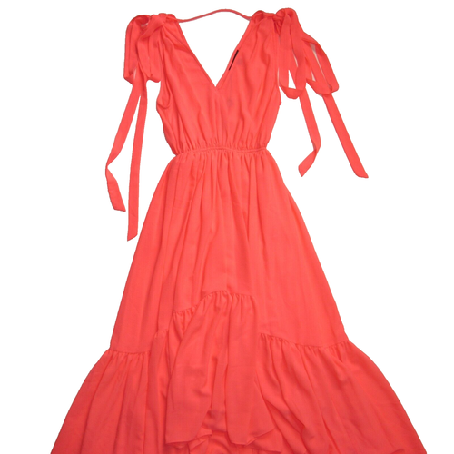 NWT Black Halo Sachi in Neon Melon Textured Crepe High Low Midi Dress XS - 第 2/8 張圖片