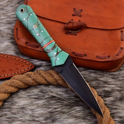 9  HANDMADE D2 STEEL HUNTING DOUBLE EDGE FIXED BLADE DAGGER BOOT KNIFE X300