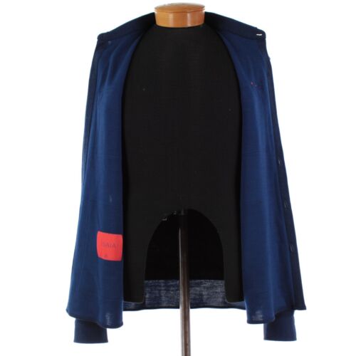 Isaia 100% Wool Button Front Overshirt Size XL In Blue Made in Italy - Picture 7 of 13