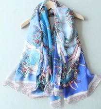 100% Silk 55" Chiffon Large Square Scarf Women Shawl Wrap blue pink red JH15-5