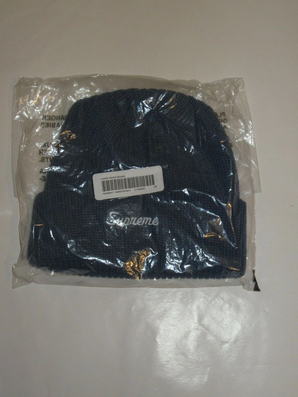 SUPREME Loose Gauge Beanie LIGHT INDIGO BLUE Winter Hat Cap NEW! F/W 2020