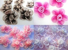 20 Big 2.5" Organza Sheer Ribbon Flower Applique/Satin Swirl/hand made F1 Color