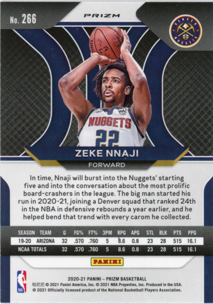 2020 Panini Prizm #266 Zeke Nnaji Red White & Blue Rookie NM-MT | eBay