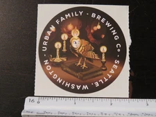 Beer STICKER ~ URBAN FAMILY Brewing Co ~ Seattle, WASHINGTON ~ Owl with Candles