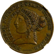 (1850's) Professor Johnson, New York, NY, Hard Time Token NGC XF 45  (08-5)