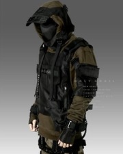 Men's Techwear Olive Green Jacket Vest fleece Pullover Hoodie TAC-BHV.03/OLV