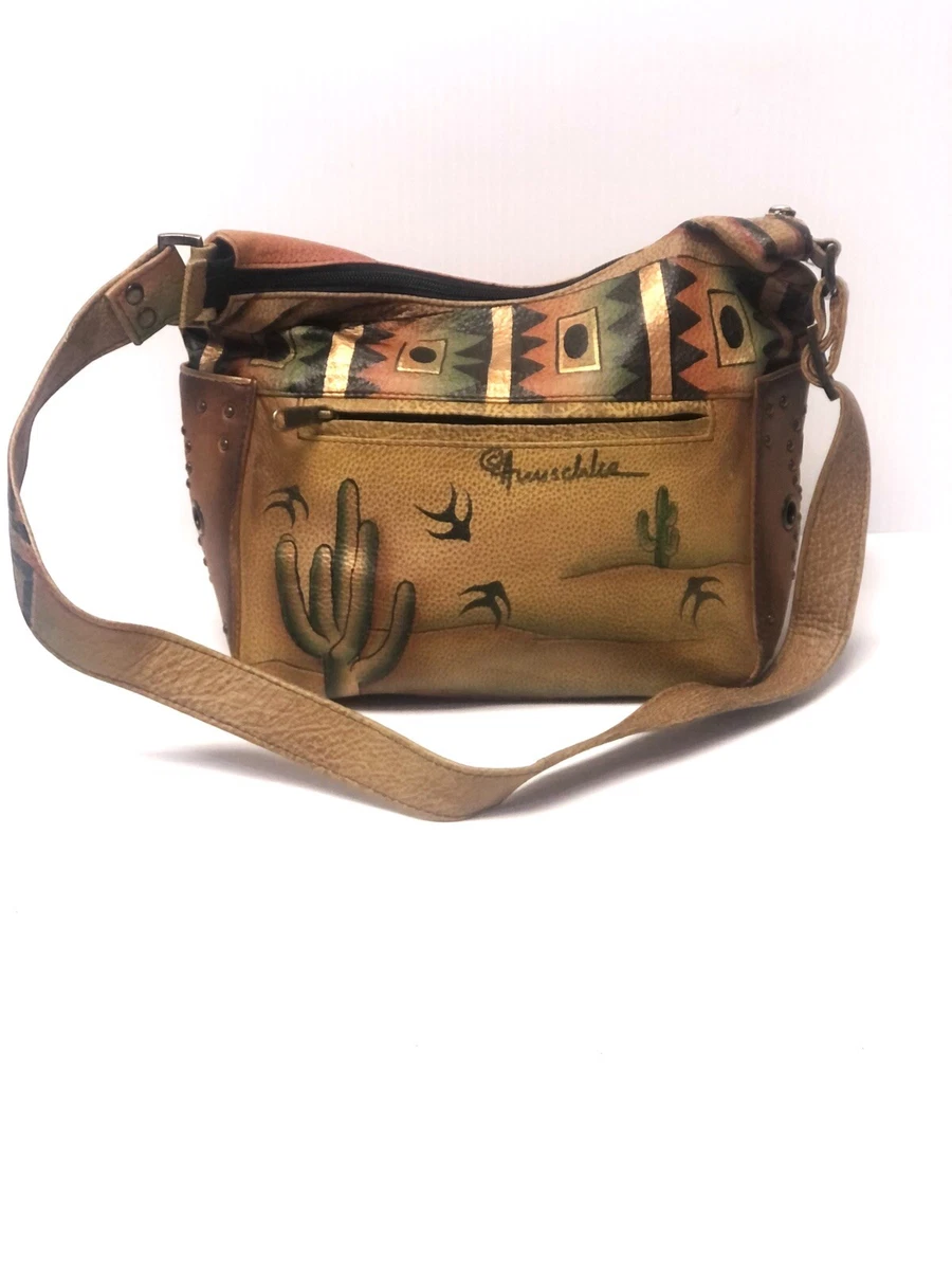 1970s one of a kind vintage leather tooled mushroom floral handprinted purse  / crossbody