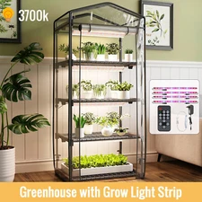 Mini Indoor Greenhouse with Grow Light Portable Waterproof Plant Light w/ Timer