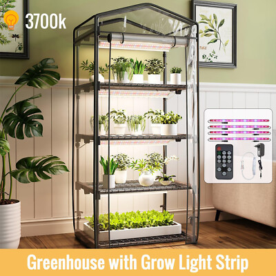 Mini Indoor Greenhouse with Grow Light Portable Waterproof Plant Light w/ Timer