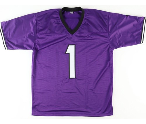 Trevius Hodges-Tomlinson Signed TCU College Purple Custom Football Jersey (JSA) - Picture 3 of 3