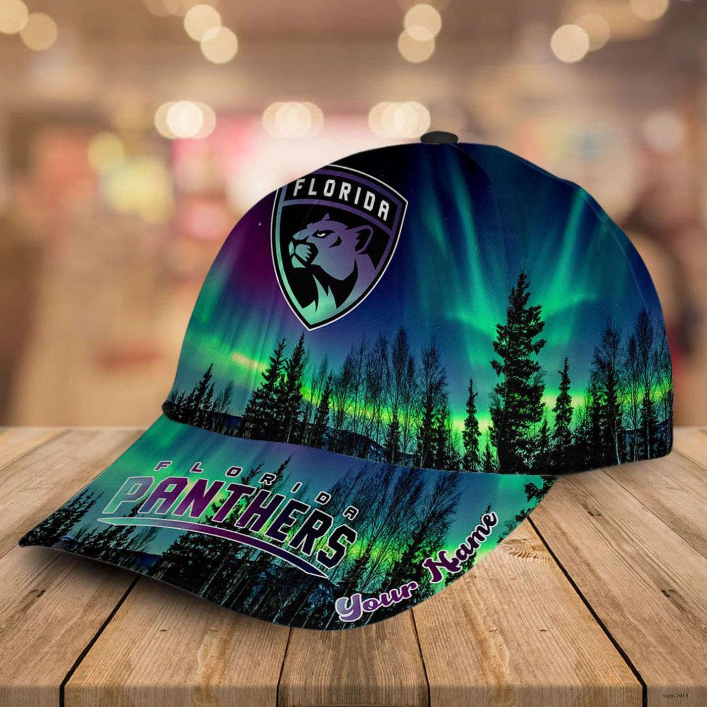 Personalized Florida Panthers Baseball Cap Northern Lights Hockey Hat Gift
