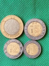 BIMETALIC MEXICAN COINS LOT $10 $5 $2 $1 PESOS 2016 PIEDRA DEL SOL #349M
