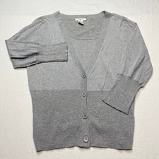 Uniform JPR Cardigan Sweater Sz L Metallic Silver Y2K Minimalist Quiet Luxury