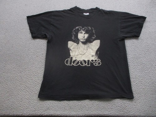 Vintage The Doors Shirt Mens Large Black Short Sleeve Graphic Band Jim Morrison
