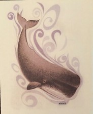 Original Vintage Whale Hot Peel Iron On Transfer