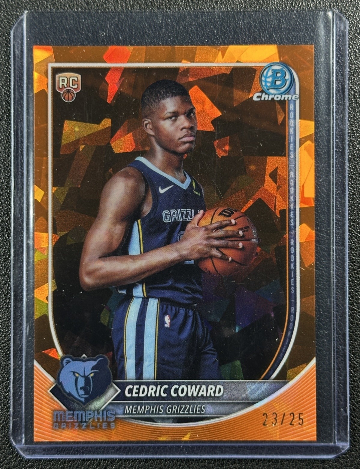 CEDRIC COWARD 2025 BOWMAN CHROME SAPPHIRE #BCV-11 ROOKIE ORANGE REFRACTOR 23/25