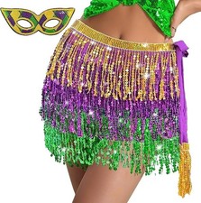 Mardi Gras Fringe Skirt, Mardi Gras Sequin Skirt, Mardi Gras Outfit for Women Sp