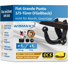 ANHÄNGERKUPPLUNG starr für Fiat Grande Punto 199 05-09 +13polig E-Satz ABE