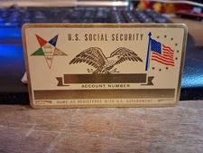 Vintage Perma Plate Brass Blank US Social Security ID Card Order of Eastern Star