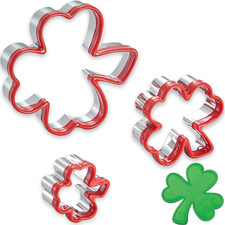 Clover Cookie Cutter Set - 3 Stainless Steel Shamrock Cutters for St. Patrick's