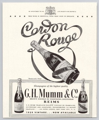 1937 Cordon Rouge Champagne G.H. Mumm & Co. Vintage Print Ad