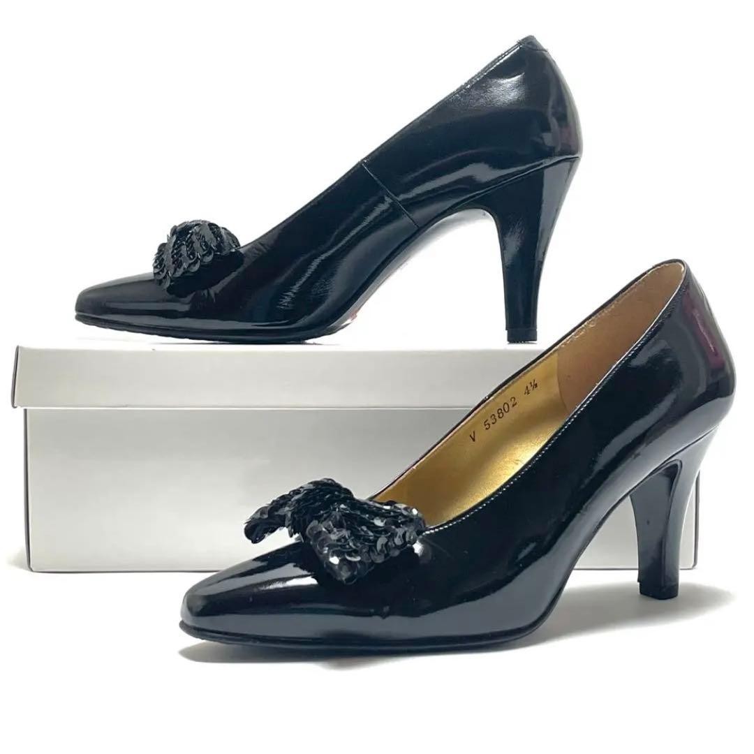 VALENTINO GARAVANI Pumps Size 22cm Black Enamel High Heels with Minor Wear thumbnail 5