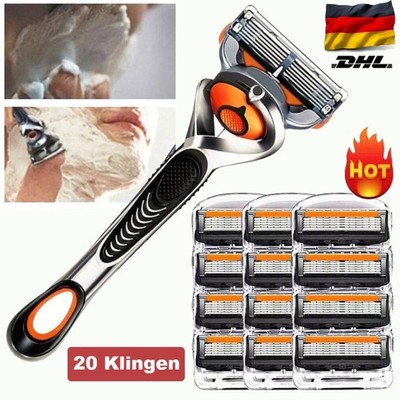 20X RASIERKLINGEN FÜR GILLETTE FUSION 5 PROGLIDE KLINGEN ERSATZ RASIER + GRIFF