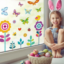 107PCS Spring, Summer  Fall/ Winter Window Clings - Spring Flowers, Butterfly 