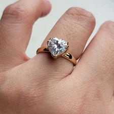 1.50 CT Heart Cut Moissanite Simple Engagement Ring Solitaire Promise Ring Women
