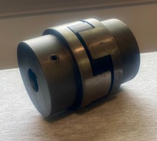 Lovejoy-style shaft coupling, complete, size L150. Steel hubs, both 1.0" bore