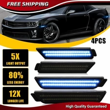 4X Blue LED Front Rear Side Marker Light For 2010-2015 Chevy Camaro SS LT ZL1 LS