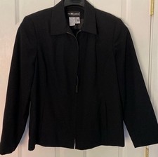 Vintage Sag Harbor Black Zip Up Jacket Blazer size 16 petite