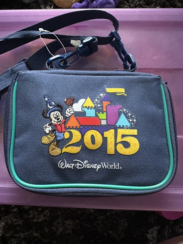 2015 Small Walt Disney World Trading Pin Collector Bag Blue Embroidered Mickey 