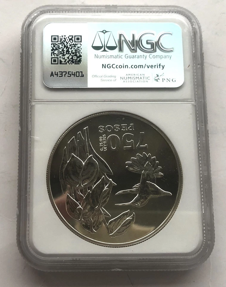 Colombia 1978 Hummingbird 750 Pesos NGC MS67 1oz Silver Coin,UNC - Image 2 of 2