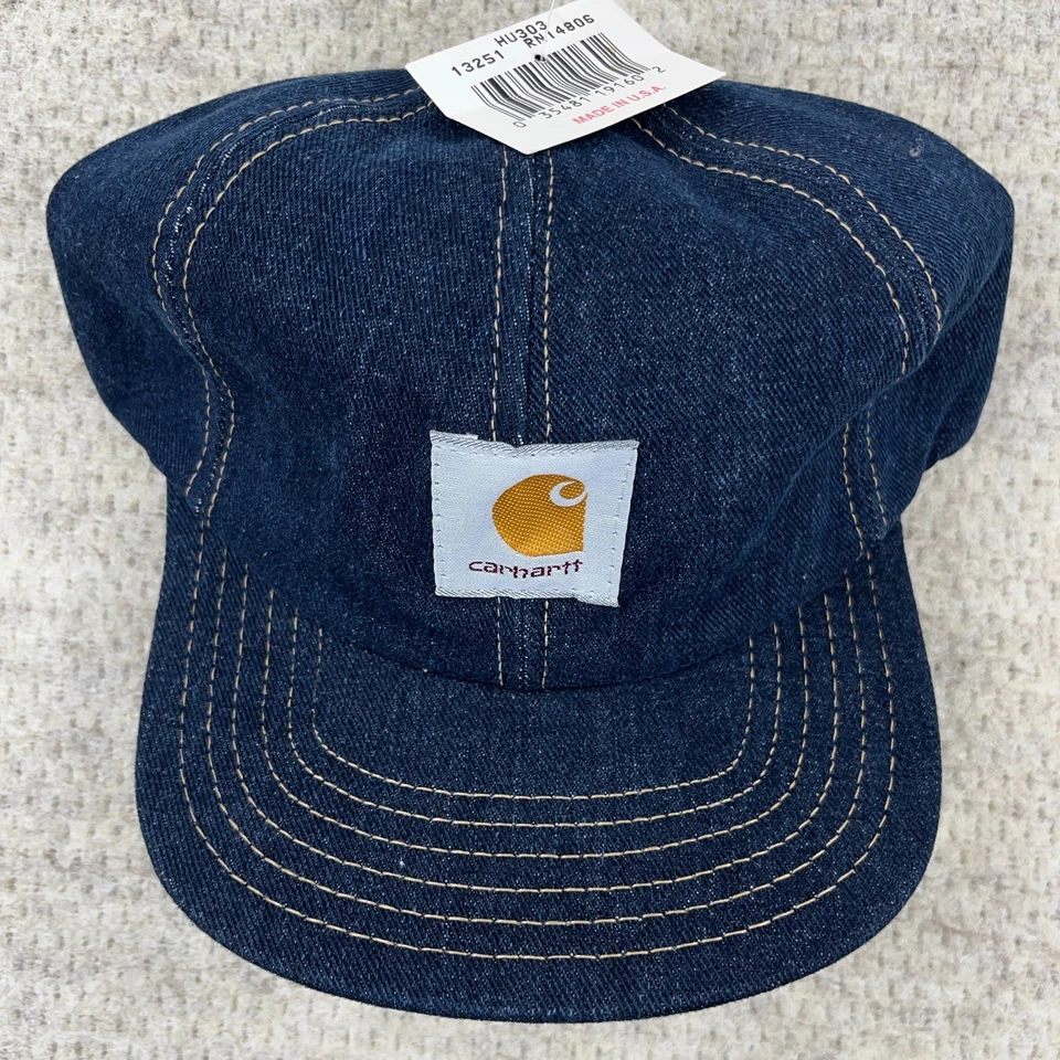 Vintage Carhartt Hat Cap Snapback Denim MAde In USA Trucker Jean Workwear 90s - Image 4 of 4