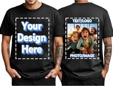 Custom T-Shirt Personalized Upload Photo Text Logo Front  Back Unisex Tee