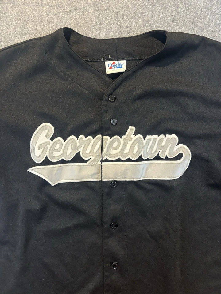 Винтажная бейсбольная футболка Majestic Georgetown Hoyas 90-е черная мужская размер 2XL - Изображение 2 из 4
